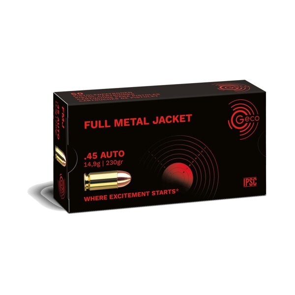 GECO - .45 Auto - Full Metal Jacket (FMJ) - 14,9 g / 230 grs - 50 Stück