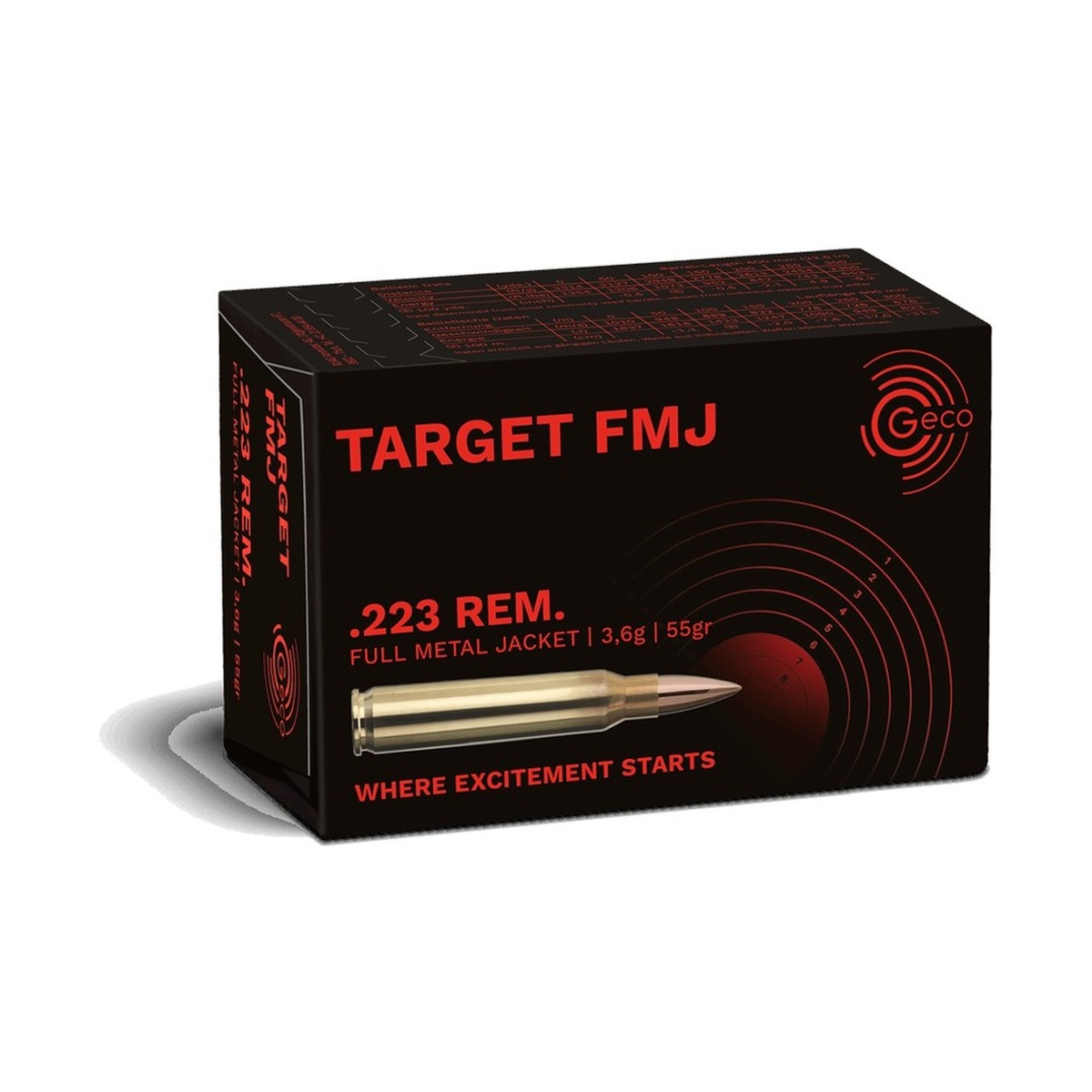 GECO - .223 Rem. - Full Metal Jacket (FMJ) - 3,56 g / 55 grs - 50 Stück