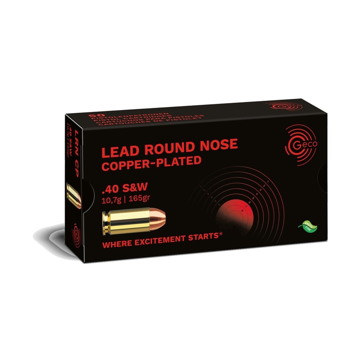 GECO - .40 S&W - Cone Lead Round Nose (CL-RN) - 10,7 g / 165 grs - 50 Stück