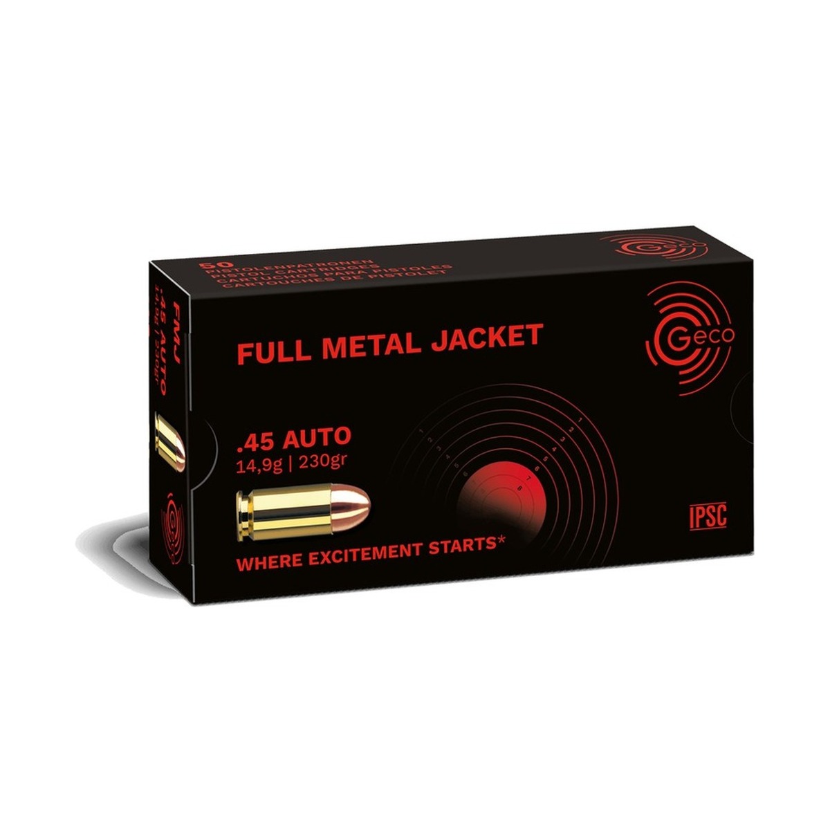 GECO - .45 Auto - Full Metal Jacket (FMJ) - 14,9 g / 230 grs - 50 Stück